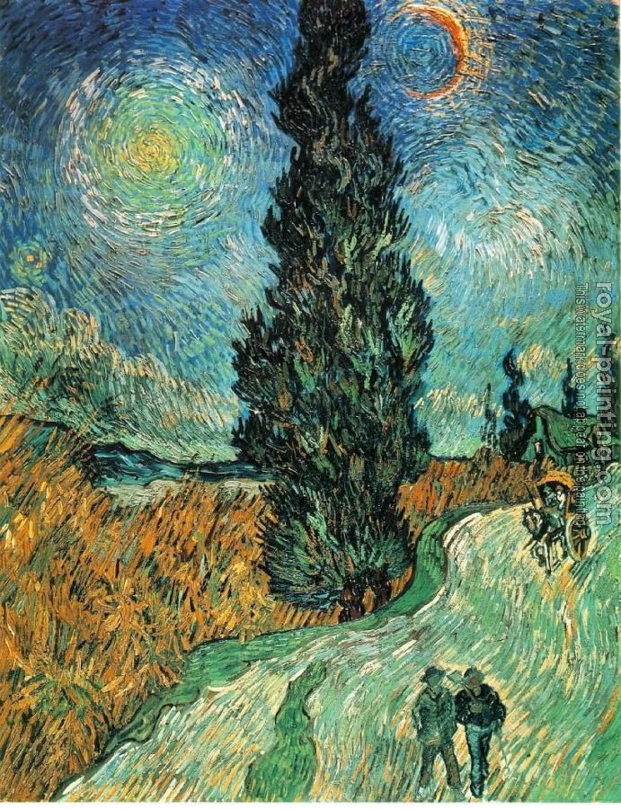 Vincent Van Gogh : Road with Cypress and Star